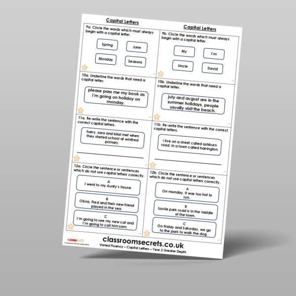An image of the Free Capital Letters Varied Fluency Resource