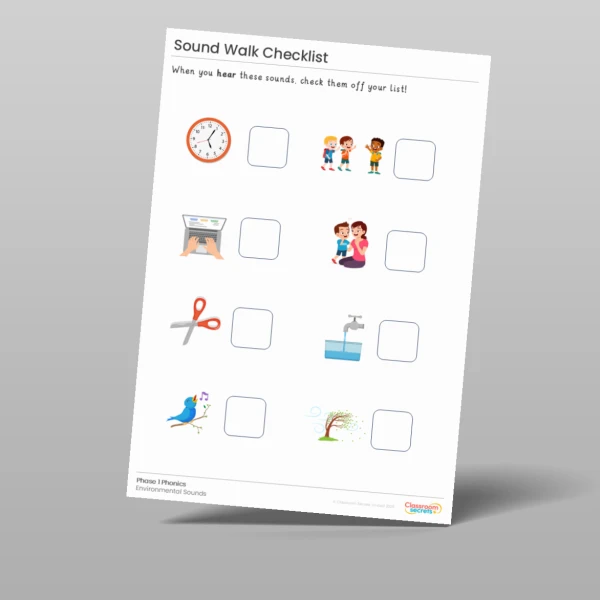An image of the Phase 1 Phonics Sound Walk Checklist Resource