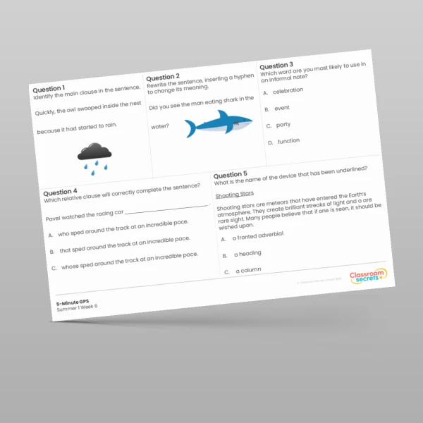 An image of the 5-Minute GPS Summer 1 Week 6 Resource