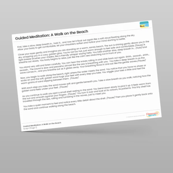 An image of the Guided Meditation: A Walk on the Beach PPT Resource