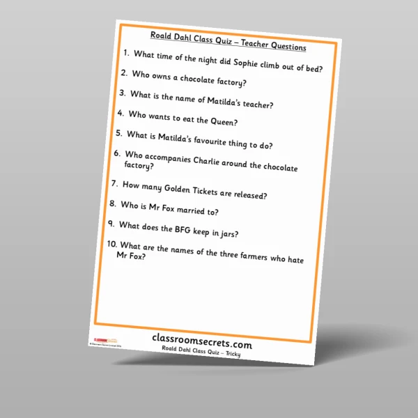 An image of the Roald Dahl Quiz Resource