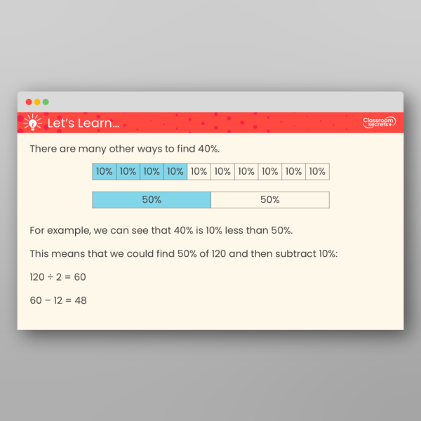 Year 6 Percentage Of An Amount Multi Step Tpp Resource | Classroom Secrets