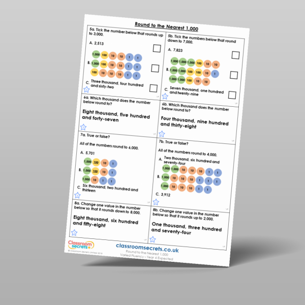 Year 4 Round To The Nearest 1 000 Varied Fluency Resource | Classroom ...