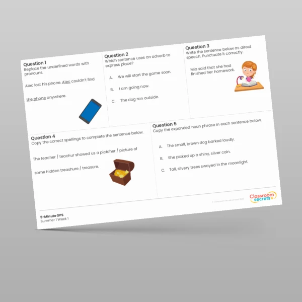 An image of the Free 5-Minute GPS Summer 1 Week 1 Resource