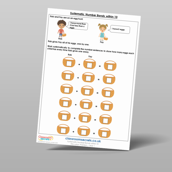 Year 1 Systematic Number Bonds Within 10 Discussion Problem Resource ...