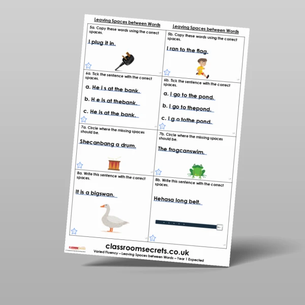 An image of the Leaving Spaces between Words Varied Fluency Resource