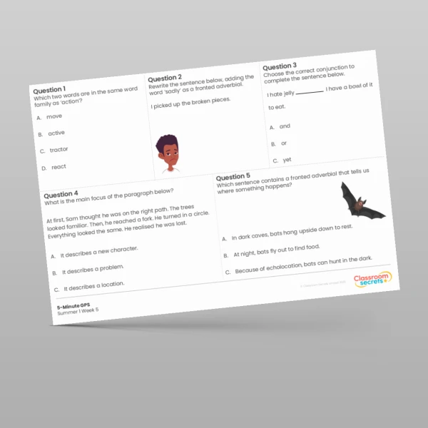 An image of the 5-Minute GPS Summer 1 Week 5 Resource