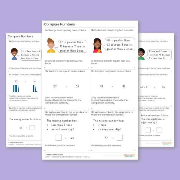 An image of the Compare Numbers Reasoning and Problem Solving Resource