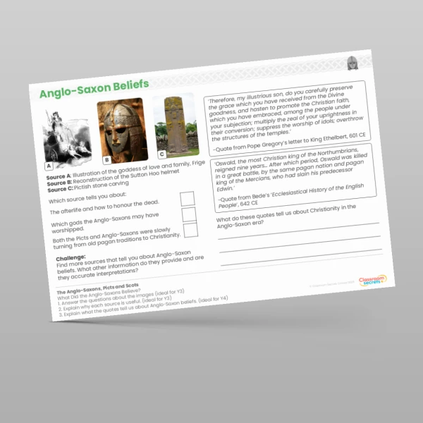 An image of the Lesson 5: What Did the Anglo-Saxons Believe? Worksheet Resource