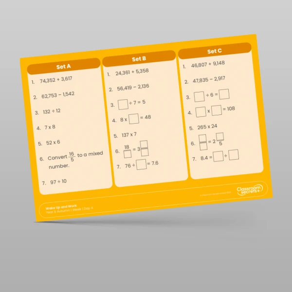 An image of the Free Autumn 1 Week 1 Wake Up and Work Resource
