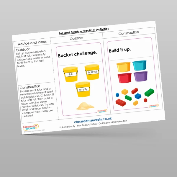 An image of the Full and Empty Practical Activities Resource