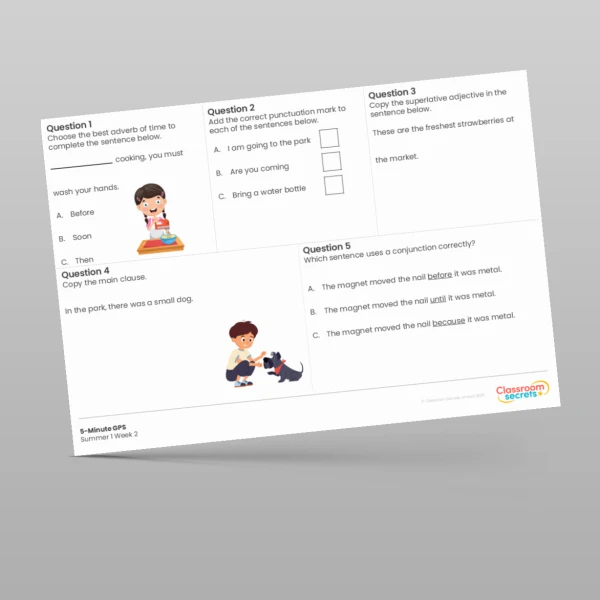 An image of the Free 5-Minute GPS Summer 1 Week 2 Resource