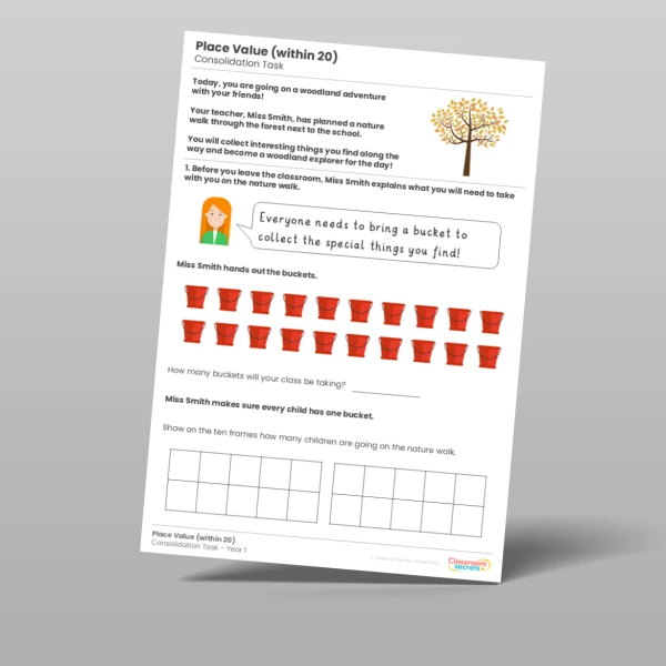 An image of the Place Value (within 20) Consolidation Task Resource