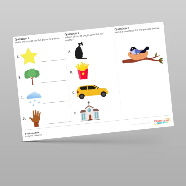 An image of the Free 5-Minute GPS Autumn 1 Week 1 Resource
