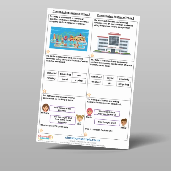 An image of the Consolidating Sentence Types 2 Application and Reasoning Resource