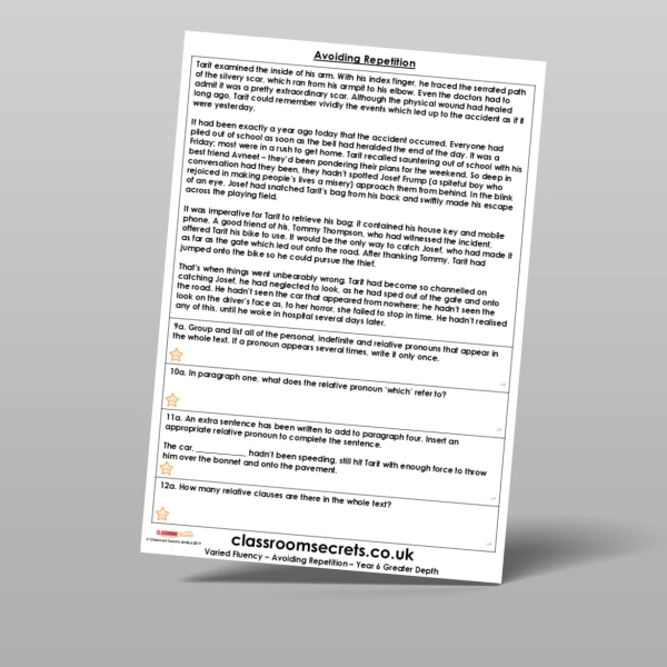 An image of the Avoiding Repetition Varied Fluency Resource