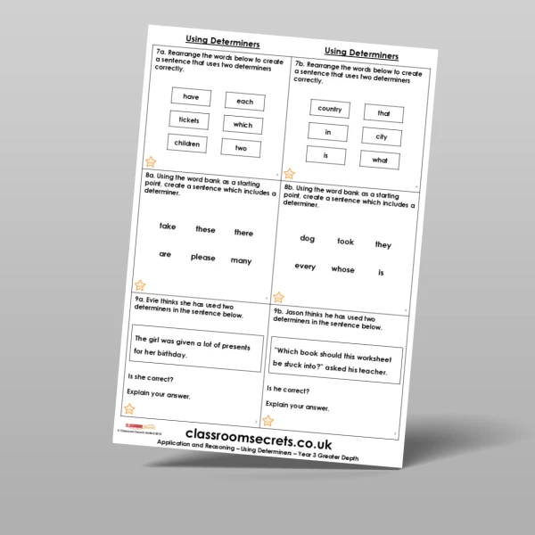 An image of the Using Determiners Application and Reasoning Resource
