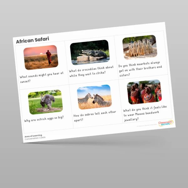 An image of the Amazing World - African Safari Conversation Cards Resource