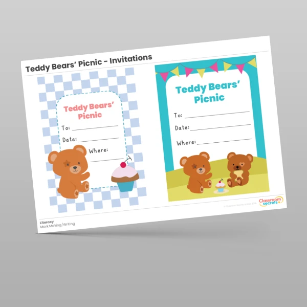 An image of the Teddy Bears' Picnic Invitations Resource