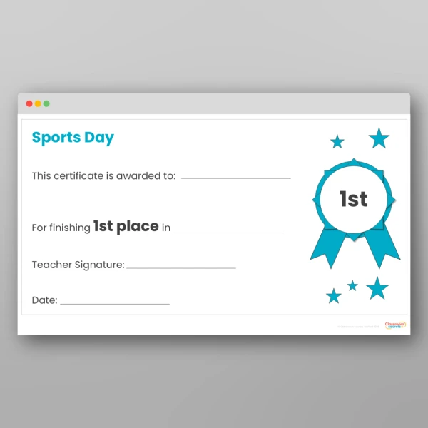 An image of the Sports Day Certificate Pack Resource