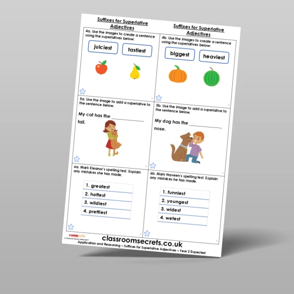An image of the Suffixes for Superlative Adjectives Application and Reasoning Resource