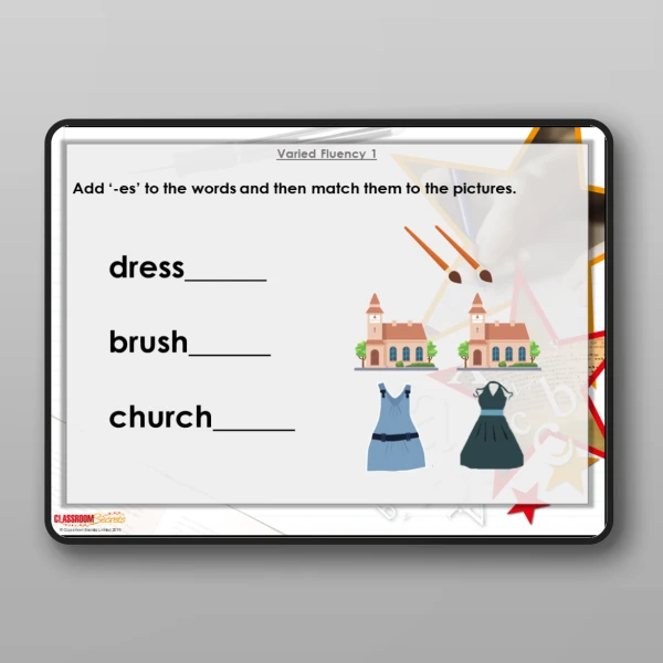 An image of the Adding 'es' Modelling PPT Resource