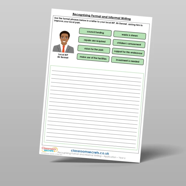 An image of the Recognising Formal and Informal Writing Application Resource