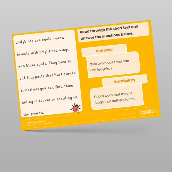 An image of the Free Autumn 1 Week 1 Wake Up and Work Resource