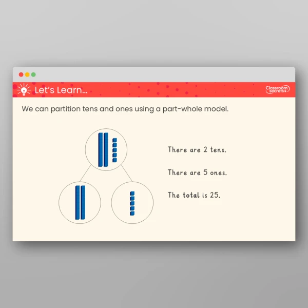 An image of the Partition Tens and Ones within Fifty Teaching PPT Resource