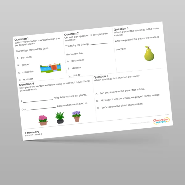 An image of the 5-Minute GPS Autumn 1 Week 3 Resource