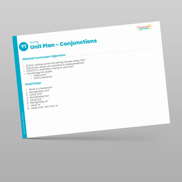An image of the Conjunctions Unit Plan Resource