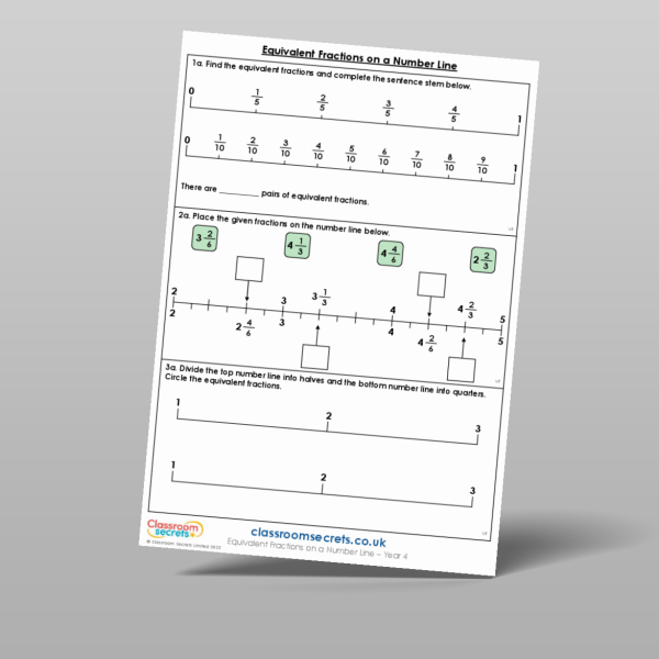 Year 4 Equivalent Fractions On A Number Line Varied Fluency Resource ...