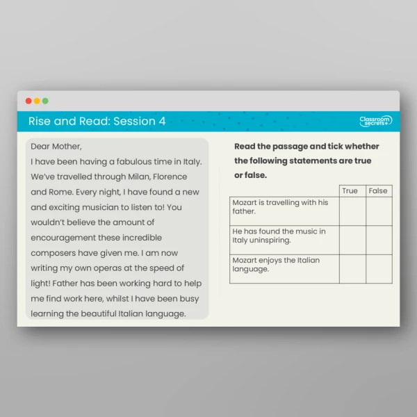 An image of the Rise and Read Mozart Resource