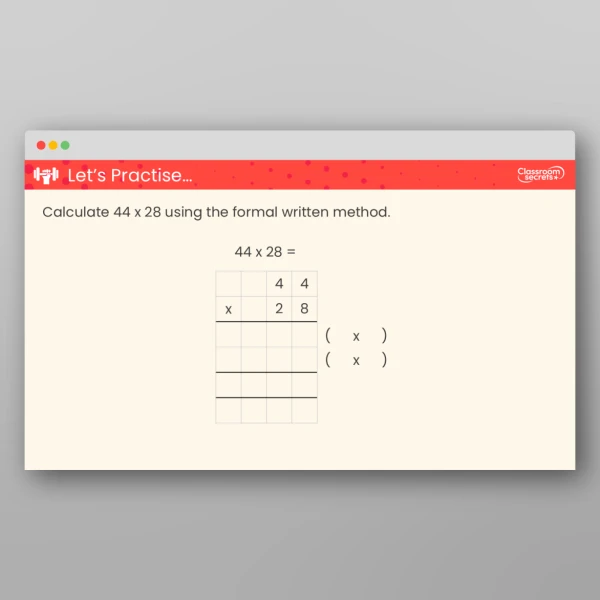 An image of the Multiply a 2-Digit Number by a 2-Digit Number Teaching PPT Resource
