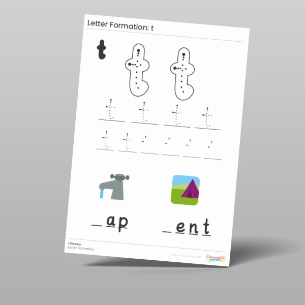 An image of the Phase 2 Set 1 Letter Formation Worksheets Resource