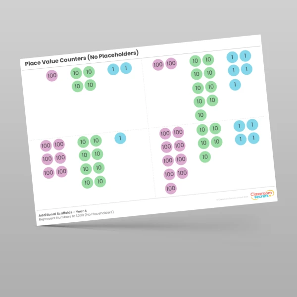 An image of the Represent Numbers to 1,000 (No Placeholders) Additional Scaffolds Resource