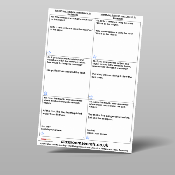 Sentence App Object Year 6 Identifying Subjects And Objects In Sentences Application And ...