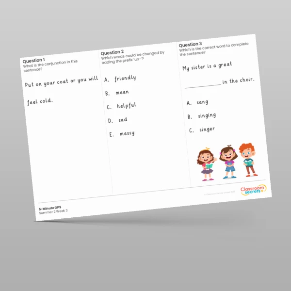 An image of the 5-Minute GPS Summer 2 Week 3 Resource