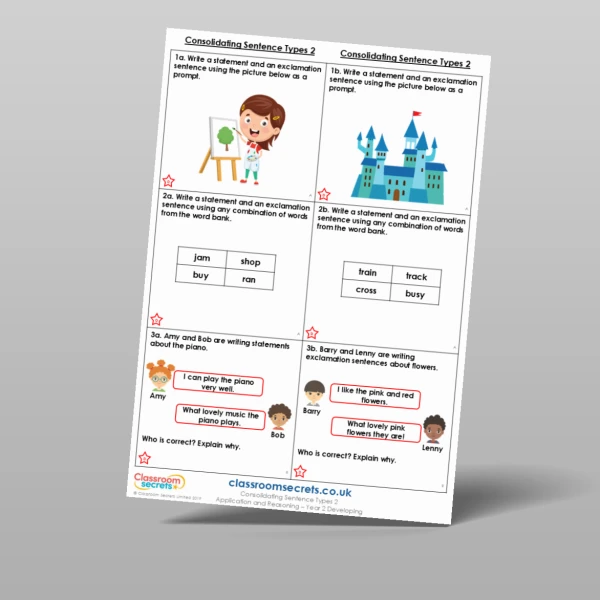 An image of the Consolidating Sentence Types 2 Application and Reasoning Resource