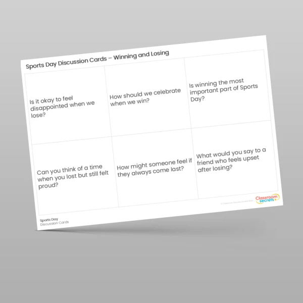 An image of the Sports Day Discussion Cards Resource