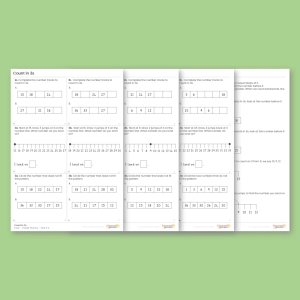 An image of the Count in 3s Varied Fluency Resource