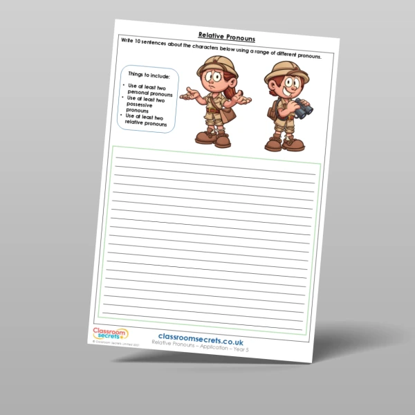 An image of the Relative Pronouns Application Resource