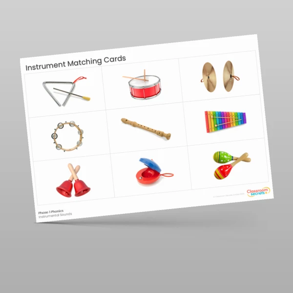 An image of the Phase 1 Phonics Instrument Matching Cards Resource