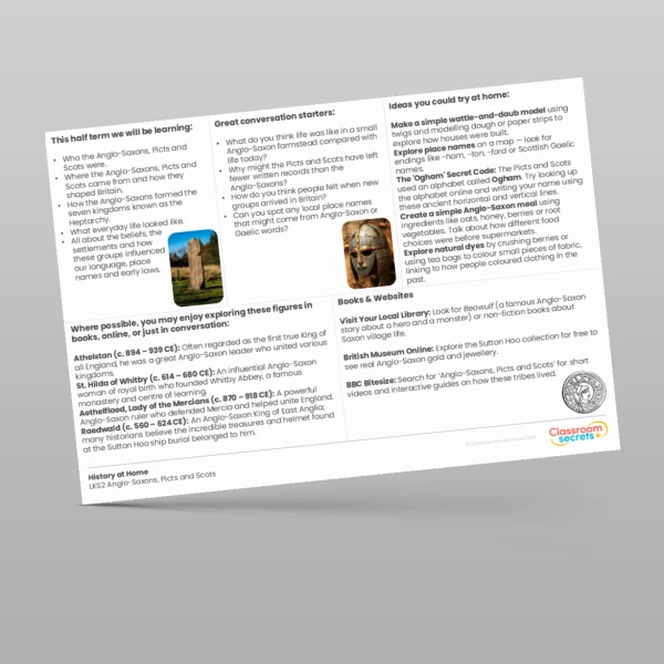An image of the The Anglo-Saxons, Picts and Scots History at Home Resource