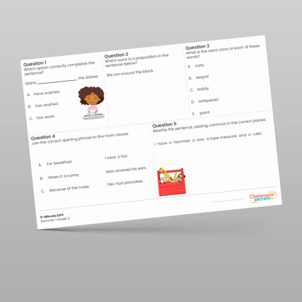 An image of the 5-Minute GPS Summer 1 Week 5 Resource