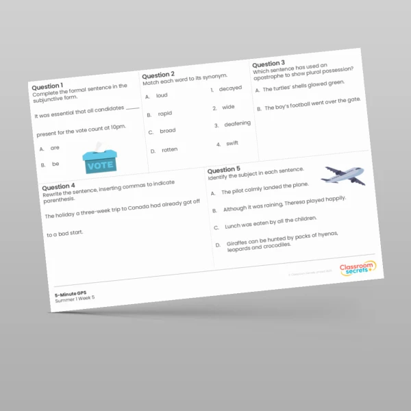 An image of the 5-Minute GPS Summer 1 Week 5 Resource