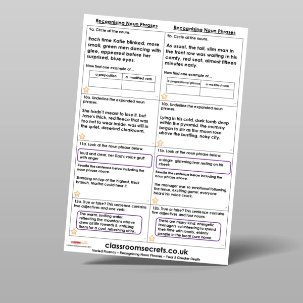 An image of the Free Recognising Noun Phrases Varied Fluency Resource