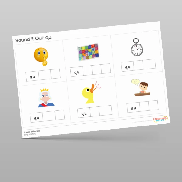 An image of the Y1 Phonics Sound It Out: qu Resource