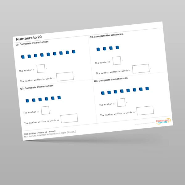 An image of the Numbers to 10 Written in Words and Digits (Base 10) Skill Builder Resource