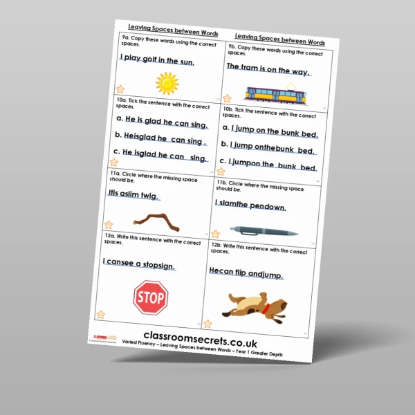 An image of the Leaving Spaces between Words Varied Fluency Resource